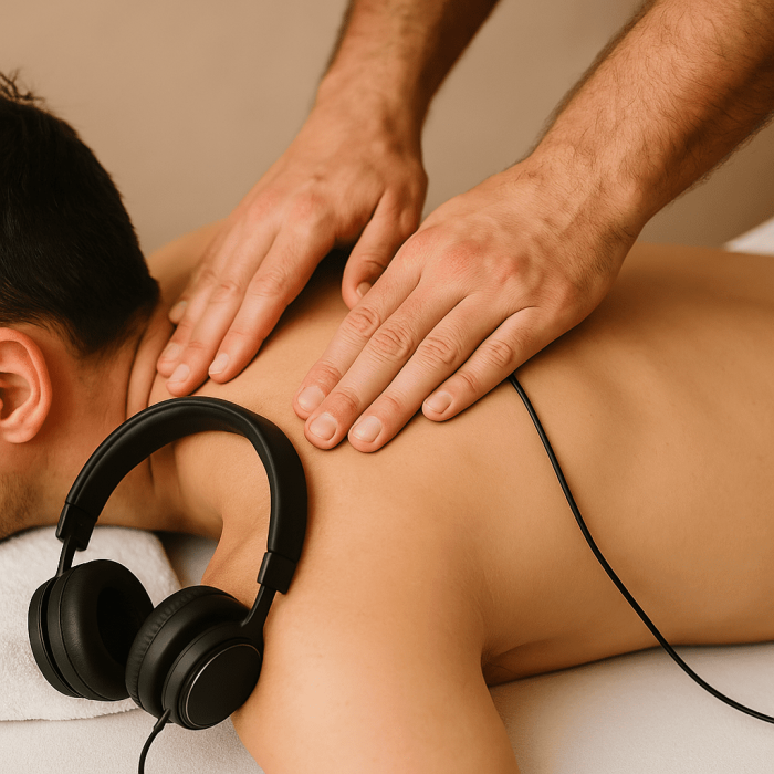masaje y audifonos